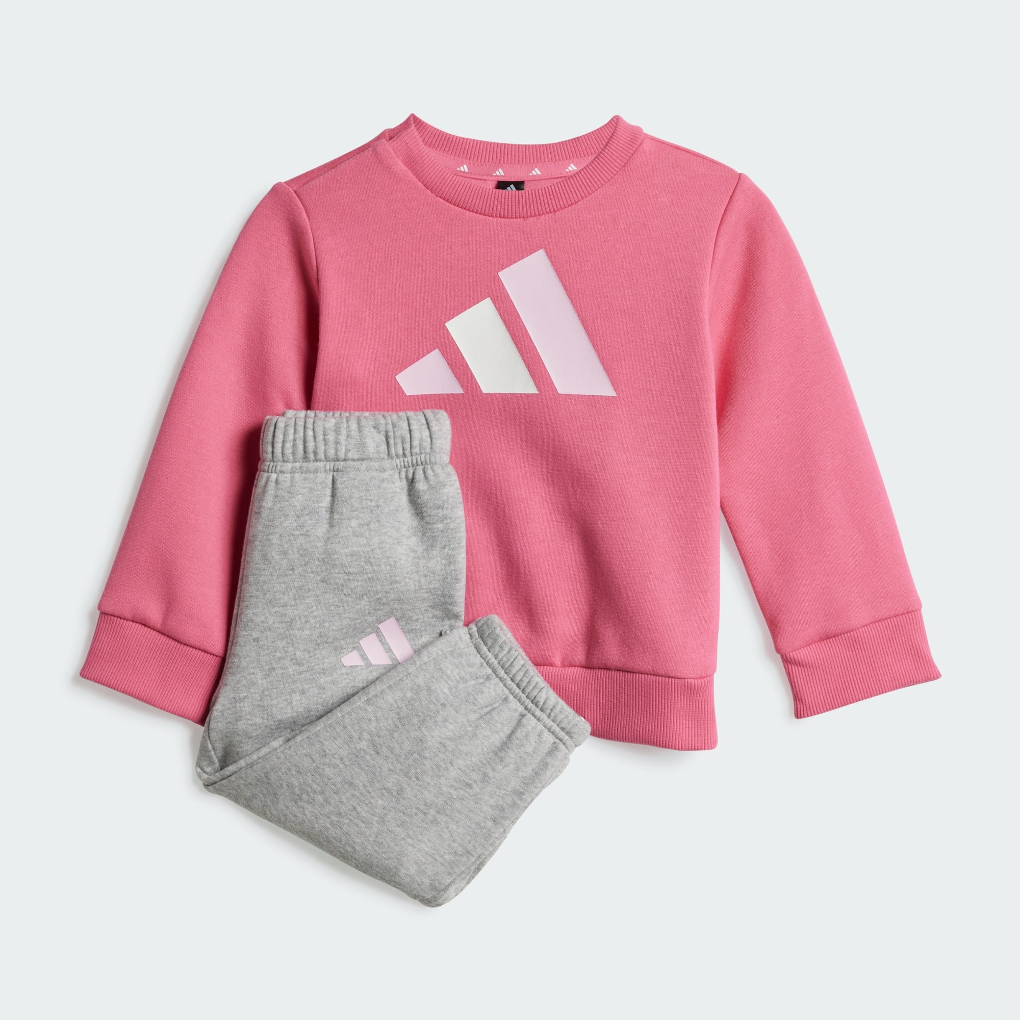Adidas Kid's Essentials Joggers Fleece Pink/Grey Tracksuit Set