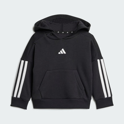 ADIDAS KID'S 3-STRIPES FLEECE BLACK JOGGER SET
