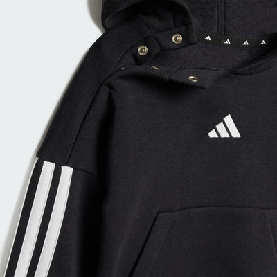 ADIDAS KID'S 3-STRIPES FLEECE BLACK JOGGER SET