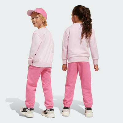 ADIDAS KID'S BIG LOGO FLEECE PINK JOGGERS SET