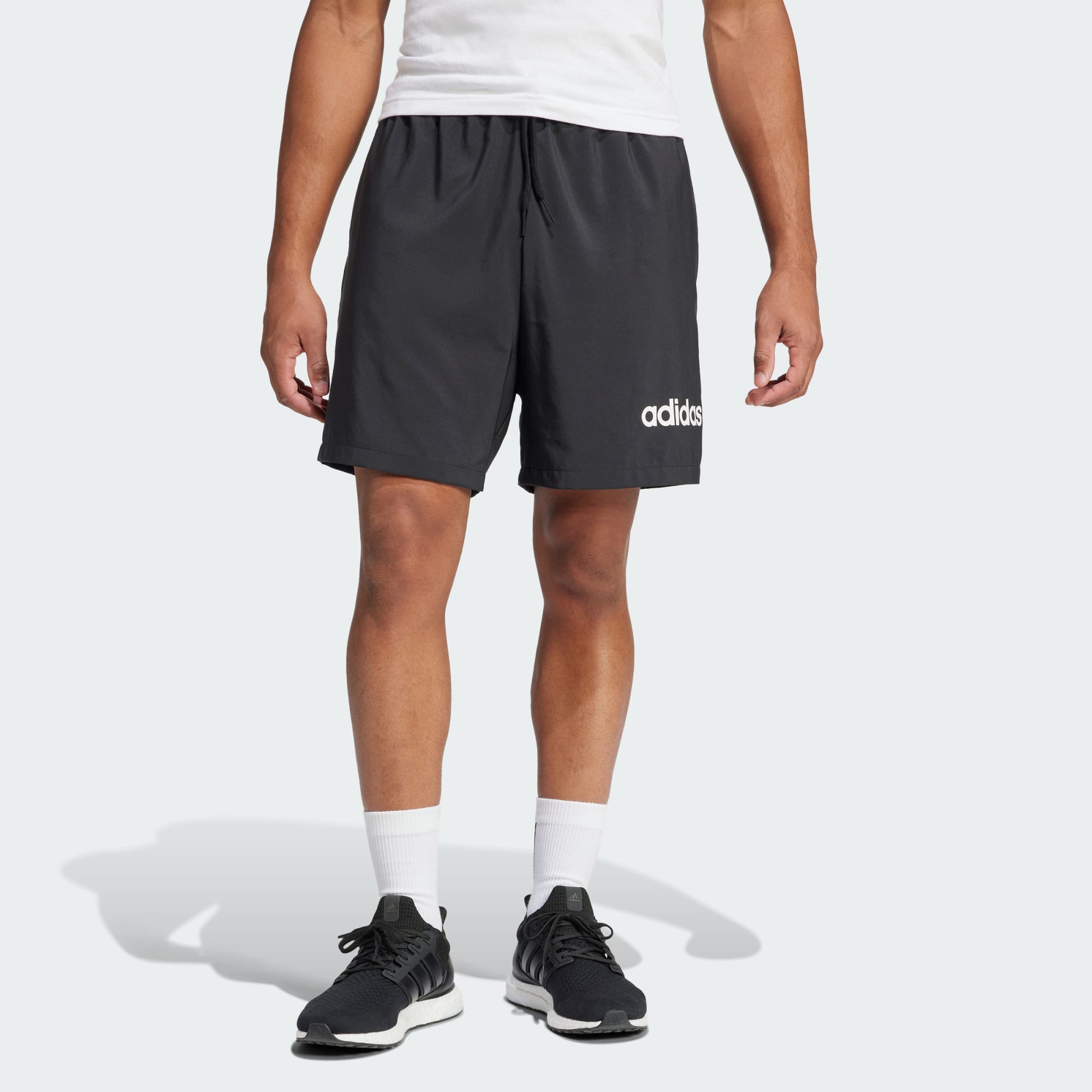 ADIDAS MEN'S ESSENTIALS LINEAR LOGO BLACK SHORTS