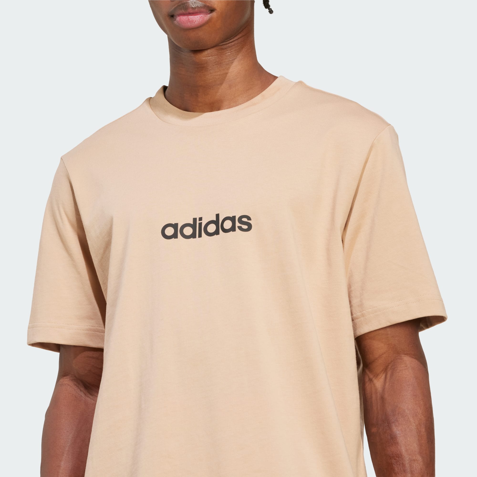 Adidas Men's Linear Small Logo Sandstone Tee