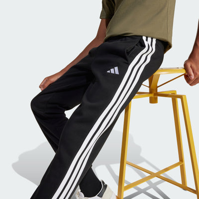 Adidas Kid's 3-Stripes Fleece Black Trackpant