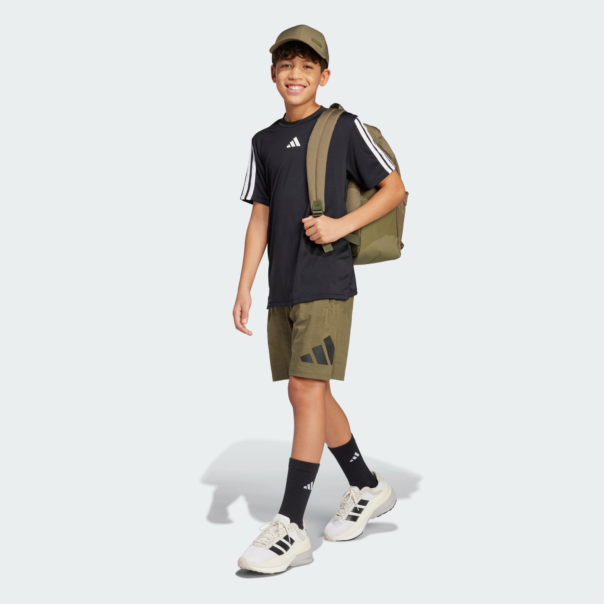Adidas Kid's Big Logo Essentials Olive Shorts