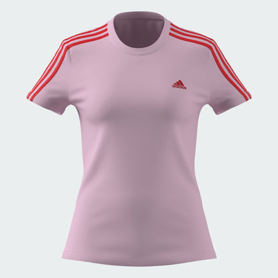Adidas Women's Slim 3-Stripes Pink Tee