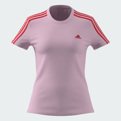 Adidas Women's Slim 3-Stripes Pink Tee