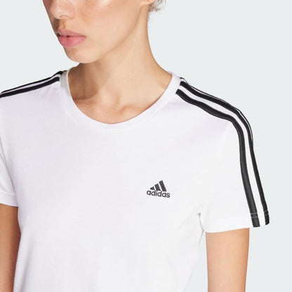 Adidas Women's Essentials Slim 3-Stripes White Tee
