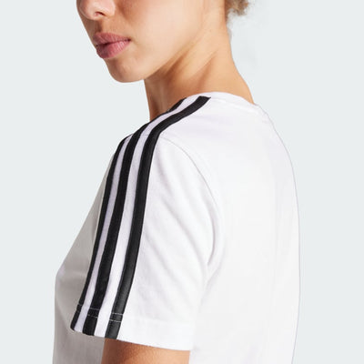 Adidas Women's Essentials Slim 3-Stripes White Tee