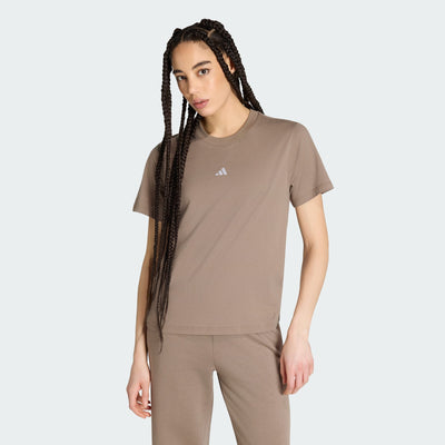 ADIDAS WOMEN'S ESSENTIALS SMALL LOGO COTTON KHAKI TEE