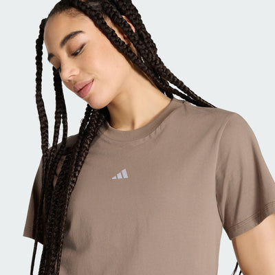 ADIDAS WOMEN'S ESSENTIALS SMALL LOGO COTTON KHAKI TEE