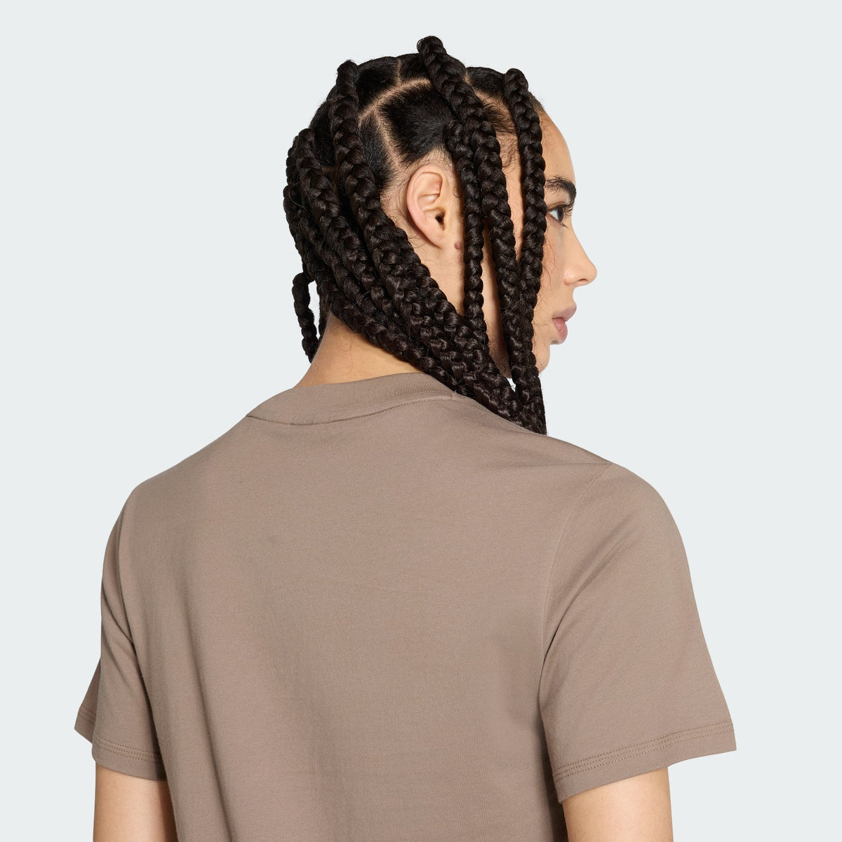 ADIDAS WOMEN'S ESSENTIALS SMALL LOGO COTTON KHAKI TEE