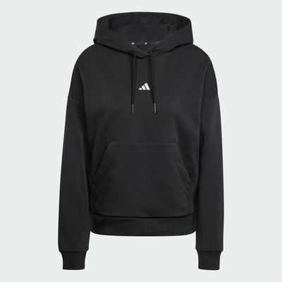 Adidas Women's Small Logo Feelcozy Fleece Black Hoodie
