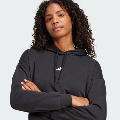 Adidas Women's Small Logo Feelcozy Fleece Black Hoodie