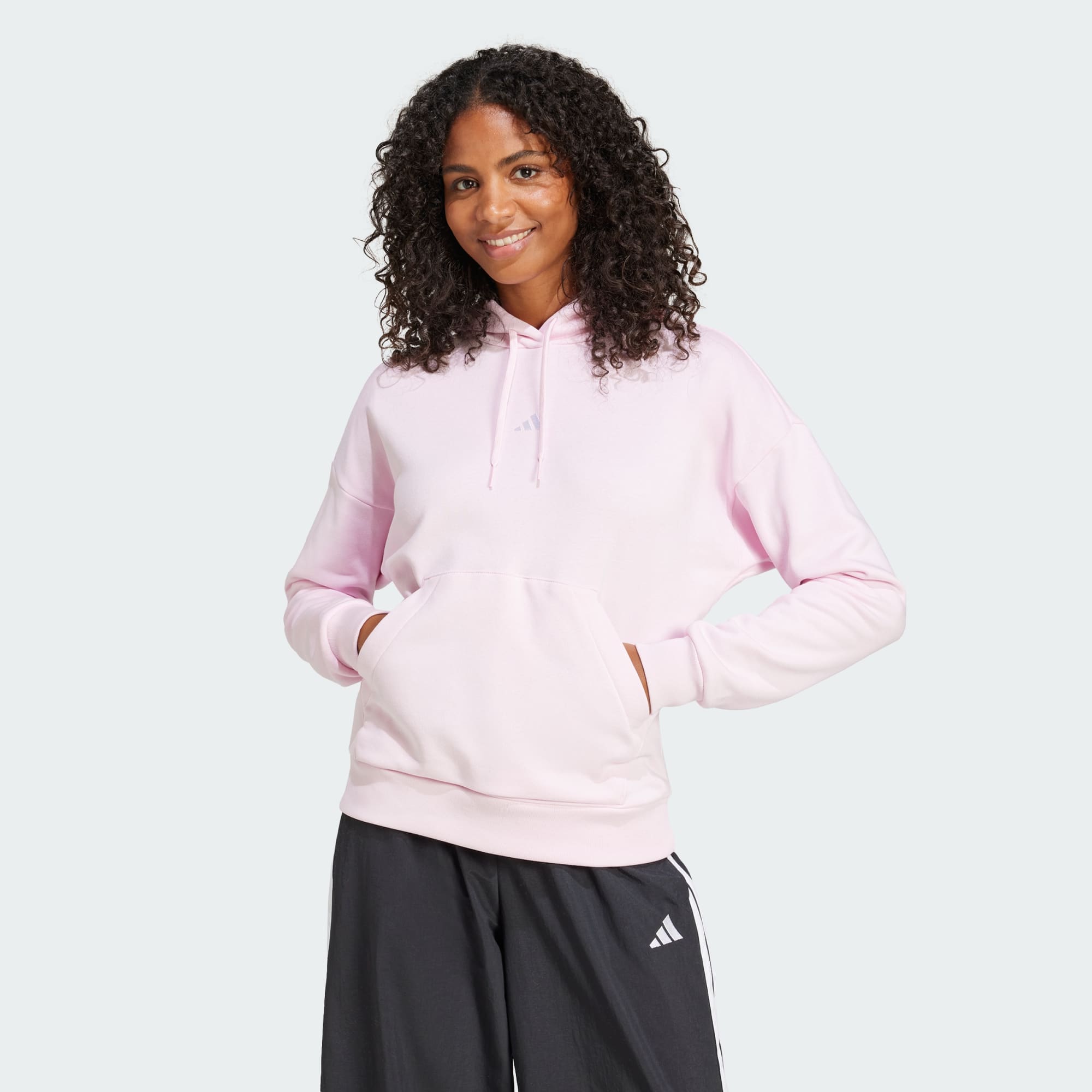 Adidas Women's Essentials Small Logo Feel Cozy Pink Hoodie