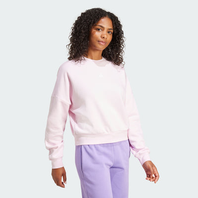 Adidas Women's Small Logo Feelcozy Fleece Crew Pink Sweatshirt