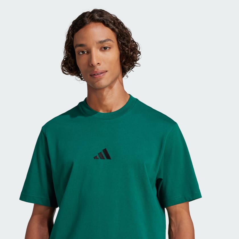 Adidas Men's Small Logo Jersey Green Tee