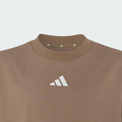 ADIDAS KID'S ESSENTIALS 3-STRIPES KHAKI/WHITE TEE