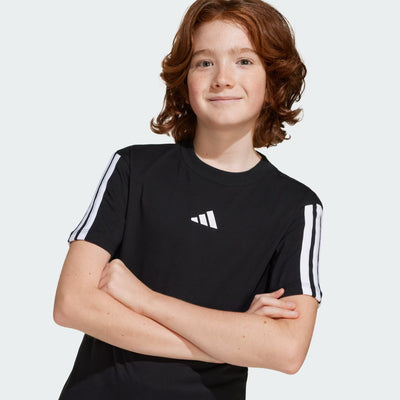 Adidas Kid's 3-Stripes Black Tee