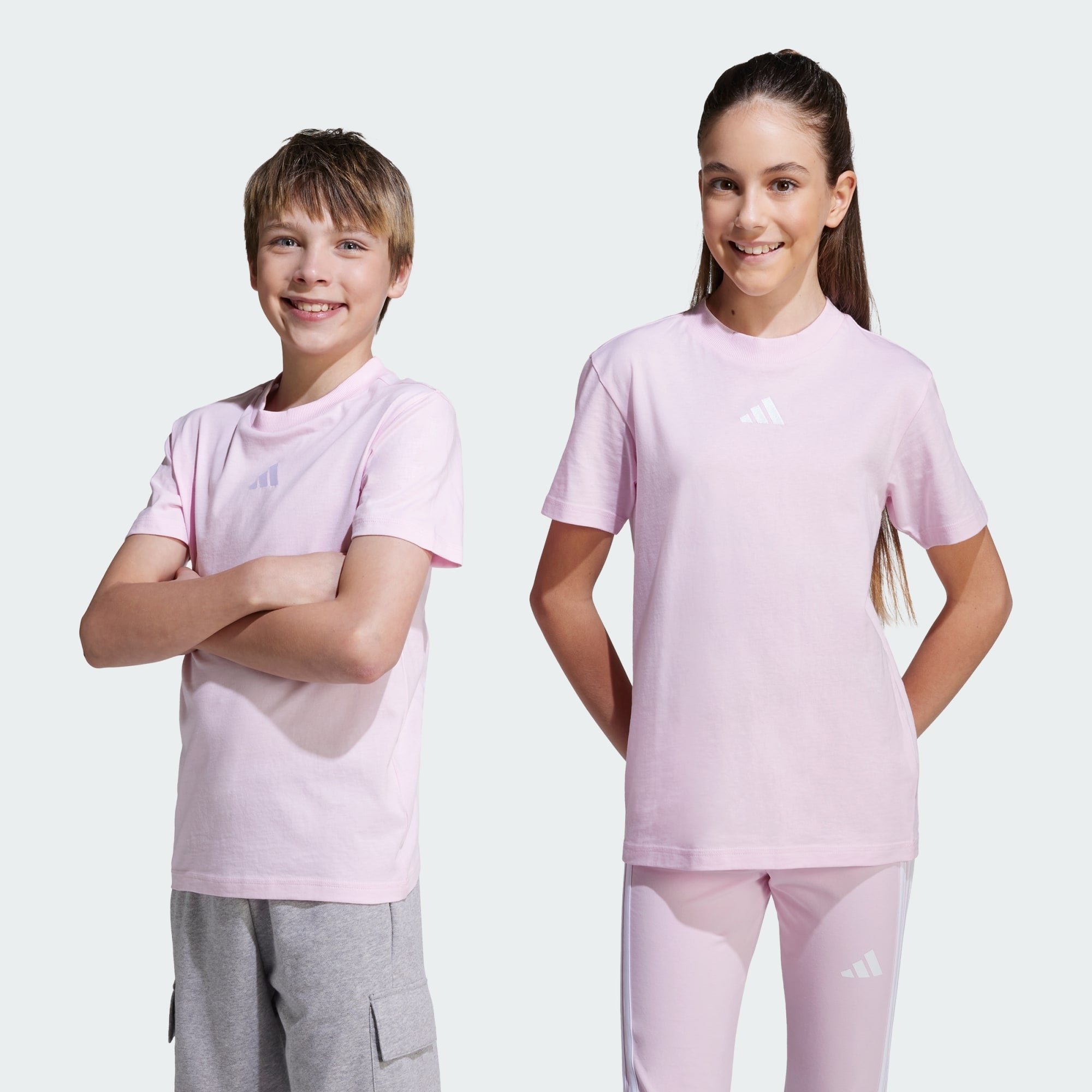 ADIDAS KID'S ESSENTIALS SMALL LOGO PINK TEE