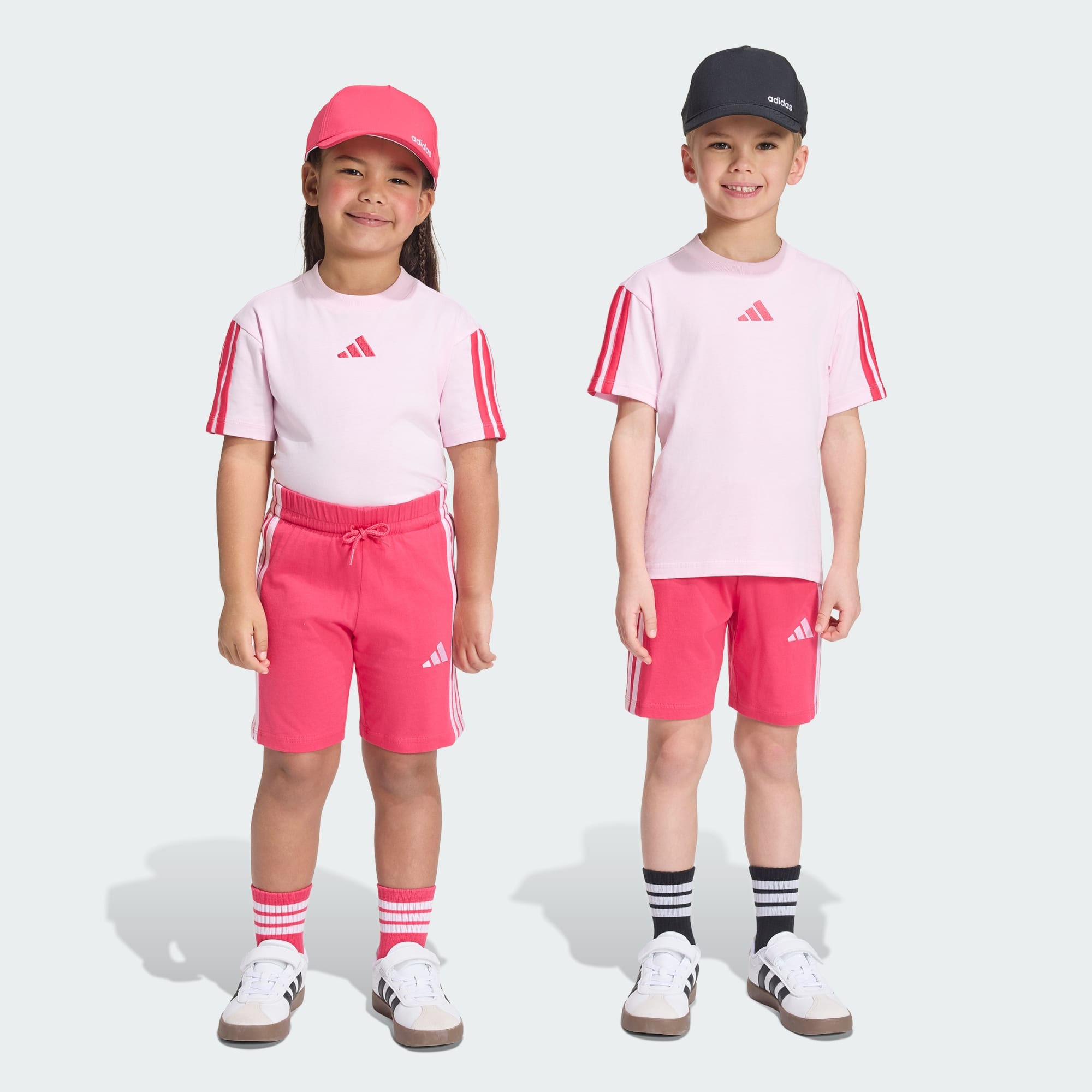 ADIDAS KID'S ESSENTIALS PINK TEE AND SHORTS SET
