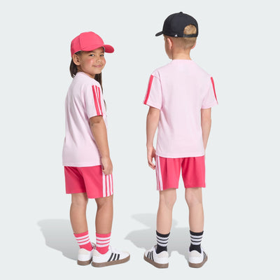 ADIDAS KID'S ESSENTIALS PINK TEE AND SHORTS SET