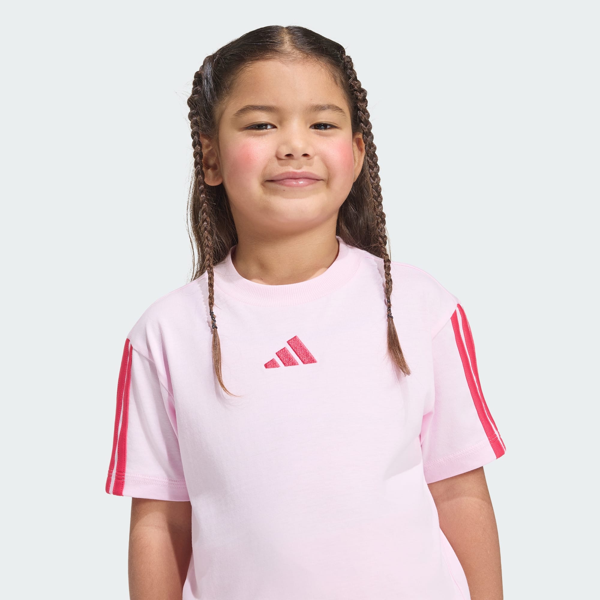 ADIDAS KID'S ESSENTIALS PINK TEE AND SHORTS SET