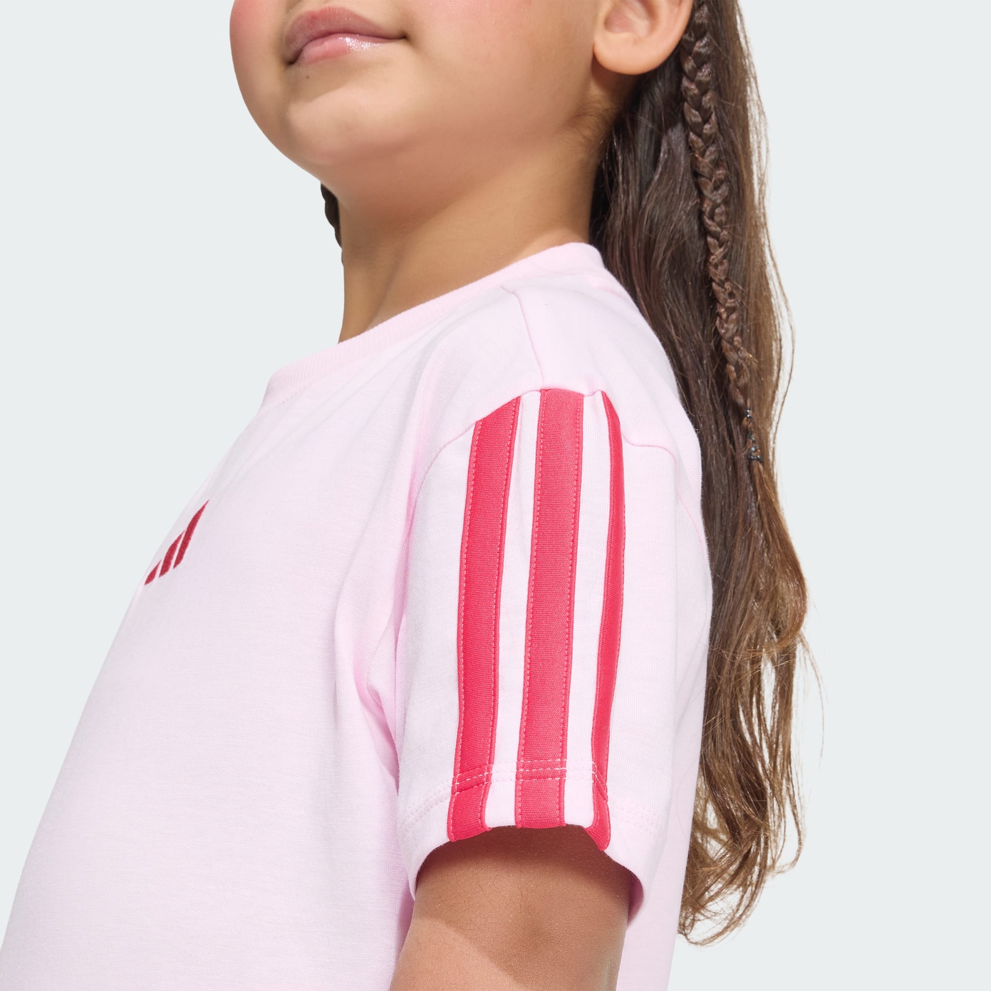 ADIDAS KID'S ESSENTIALS PINK TEE AND SHORTS SET