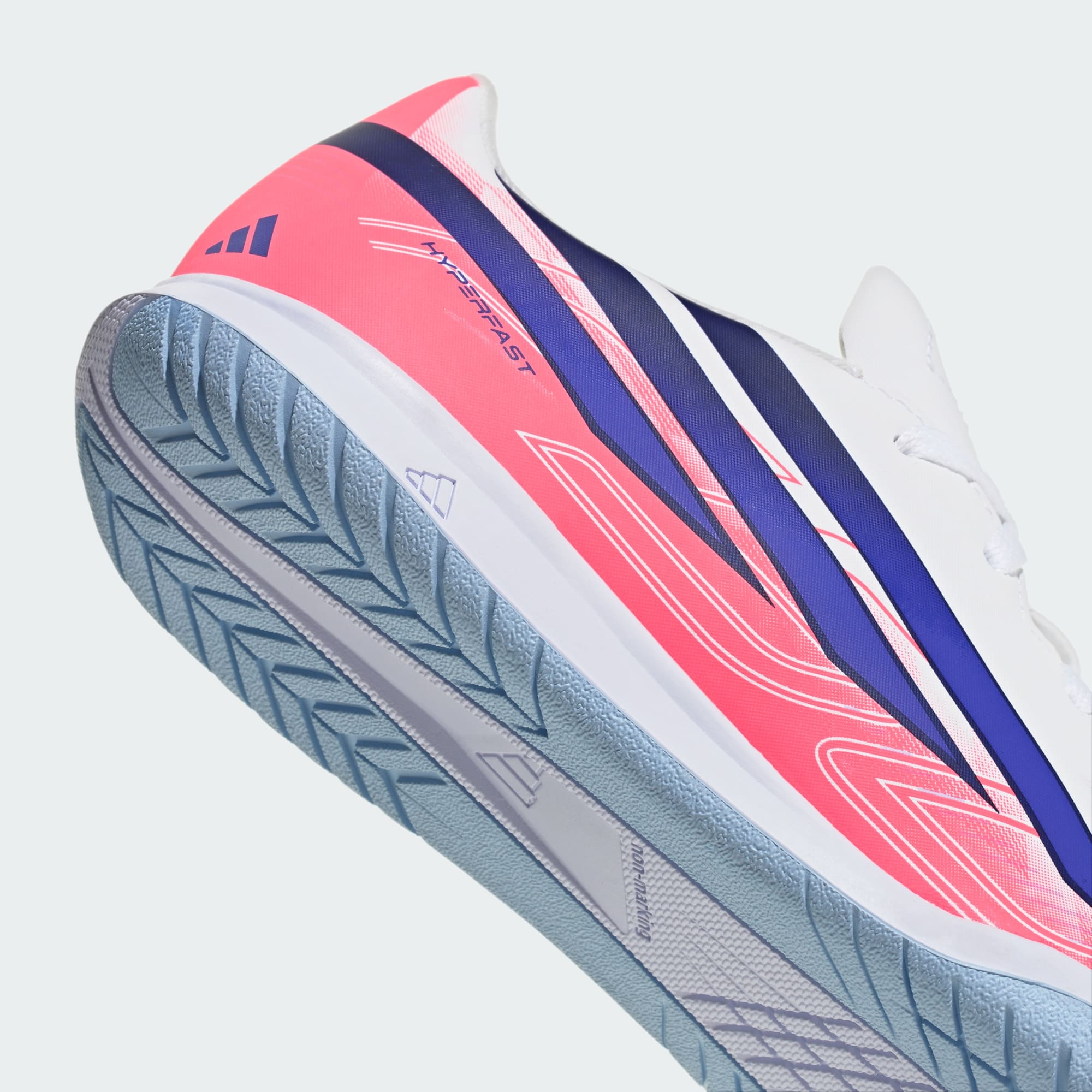 ADIDAS KID'S F50 HYPERFAST CLUB INDOOR WHITE/PURPLE FOOTBALL BOOTS