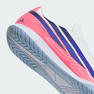 ADIDAS KID'S F50 HYPERFAST CLUB INDOOR WHITE/PURPLE FOOTBALL BOOTS