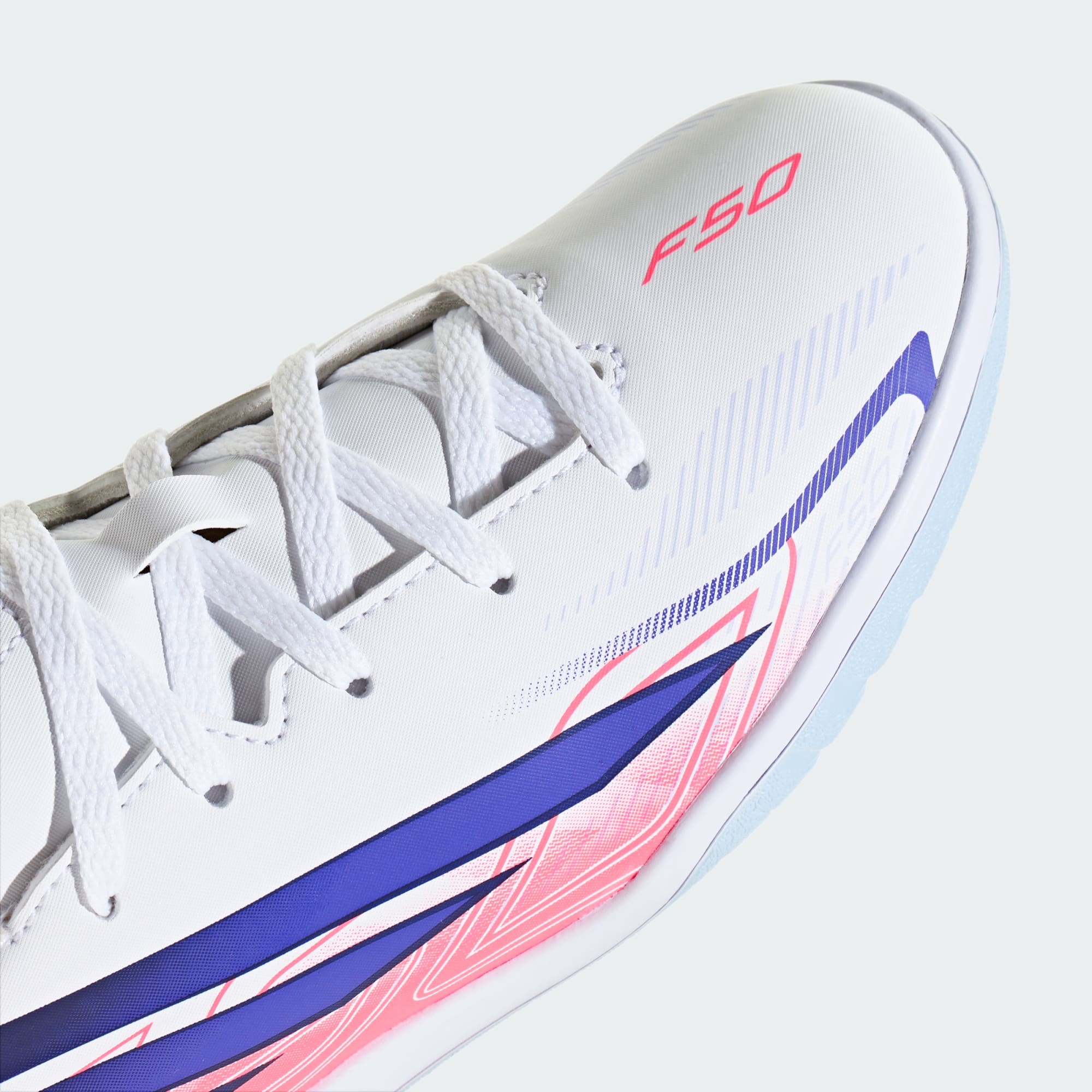 ADIDAS KID'S F50 HYPERFAST CLUB INDOOR WHITE/PURPLE FOOTBALL BOOTS