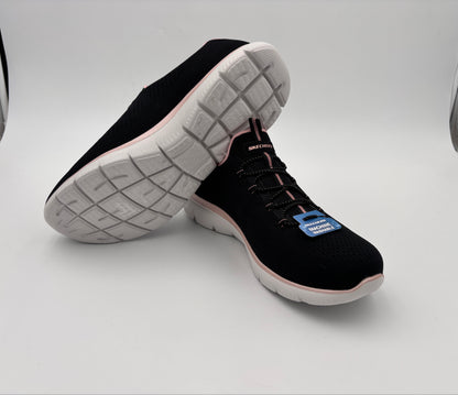 Sketchers Women's Summit Slip-On Black/Pink Walking Shoes