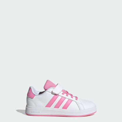 Adidas Kid's Grand Court 2.0 Hook N' Loop  White/Pink Sneaker Shoes