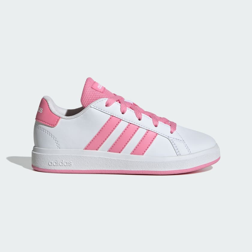 Adidas Kid's Grand Court 2.0 White/Pink Sneaker Shoes