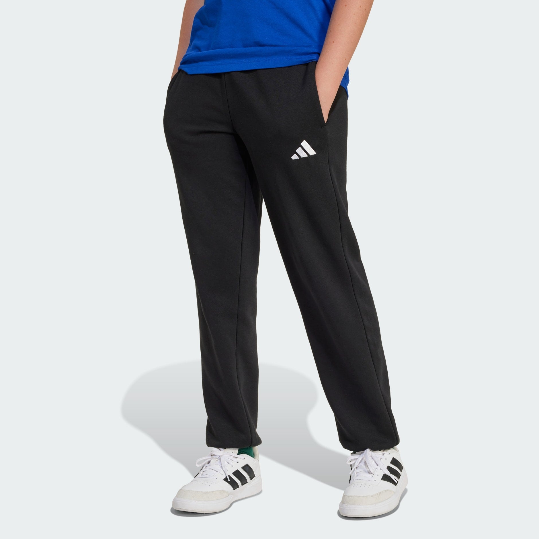 ADIDAS KID'S ESSENTIALS SMALL LOGO FLEECE BLACK PANTS