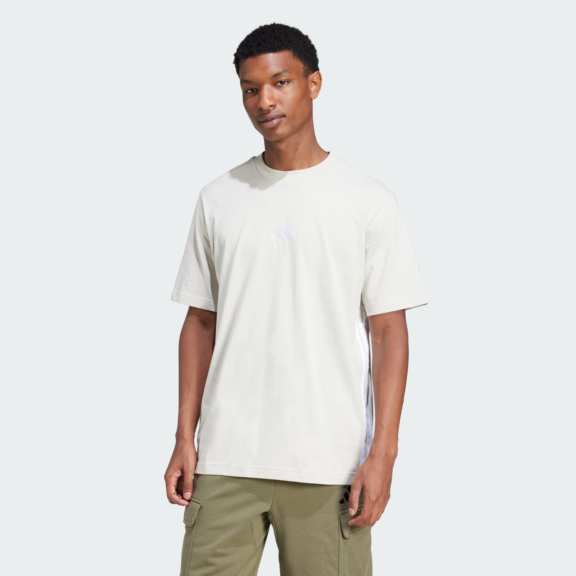Adidas Men's 3-Stripes Small Logo Alumina Tee