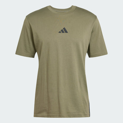 Adidas Men's 3-Stripes Small Logo Olive Tee