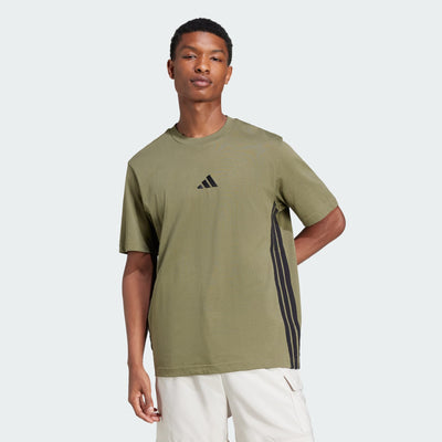 Adidas Men's 3-Stripes Small Logo Olive Tee
