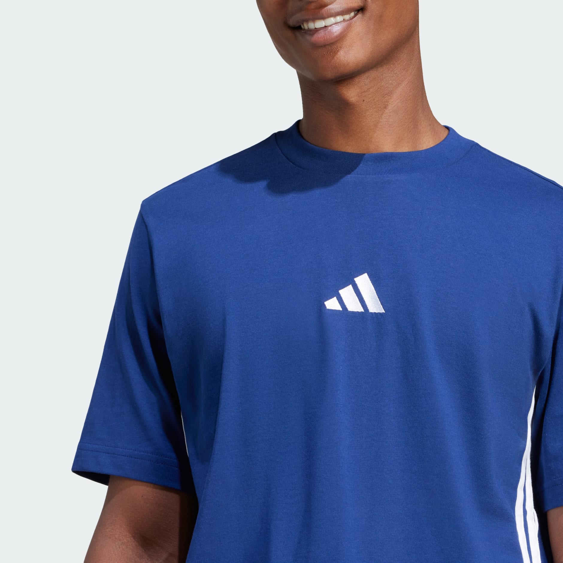Adidas Men's 3-Stripes Small Logo Navy Jersey Tee