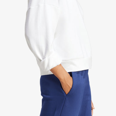 Adidas Women'S Small Logo Feelcozy Fleece Crew White Sweatshirt