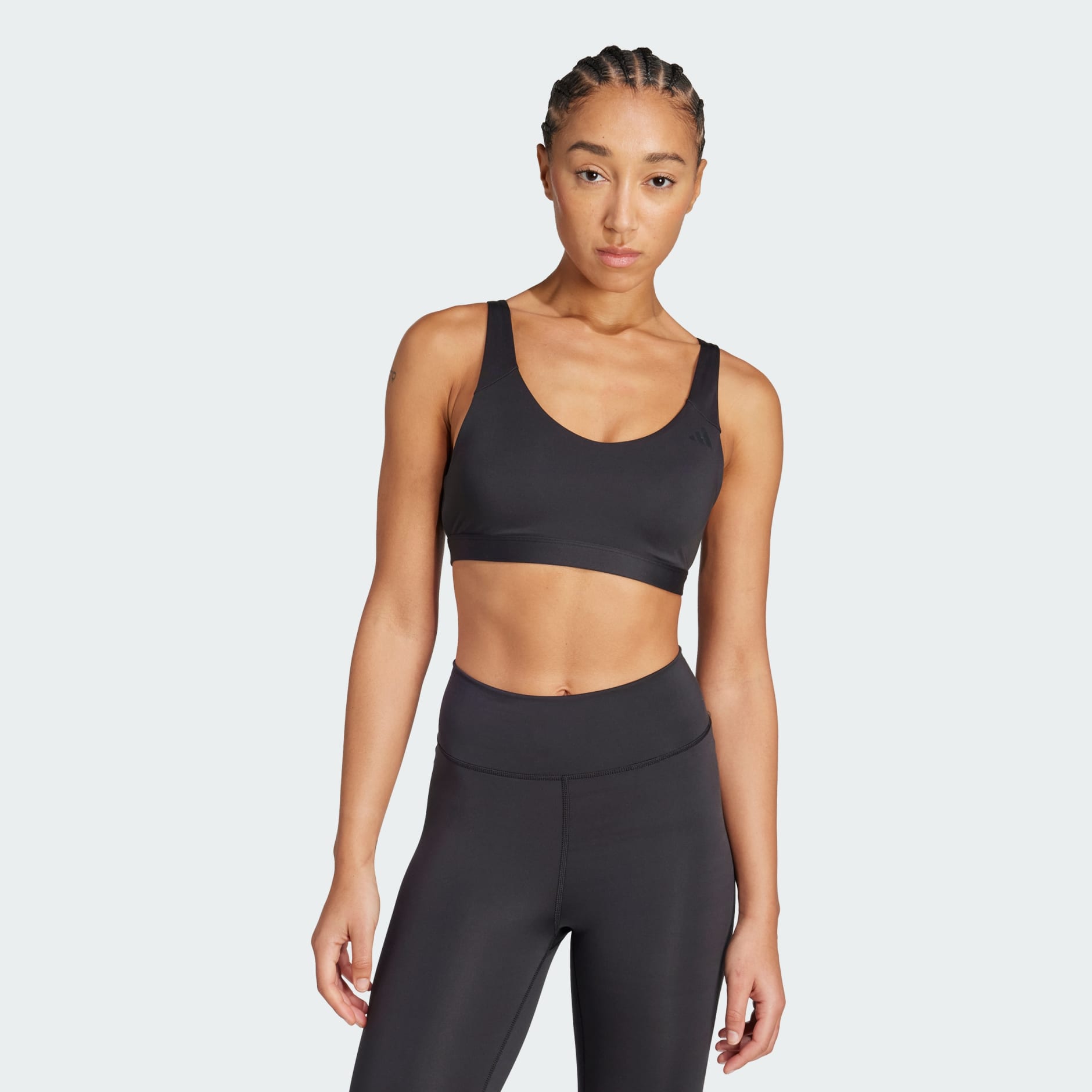 ADIDAS WOMEN'S ALL ME ESSENTIALS MEDIUM SUPPORT BLACK BRA