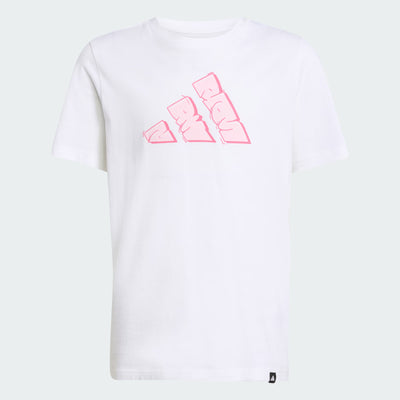 Adidas Kid's Graffiti Graphic White Tee