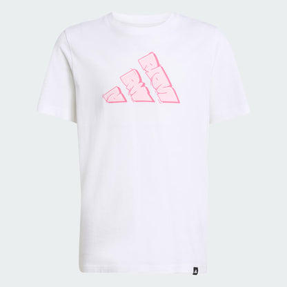 Adidas Kid's Graffiti Graphic White Tee