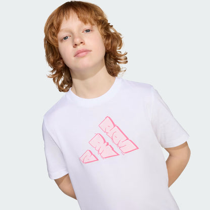 Adidas Kid's Graffiti Graphic White Tee