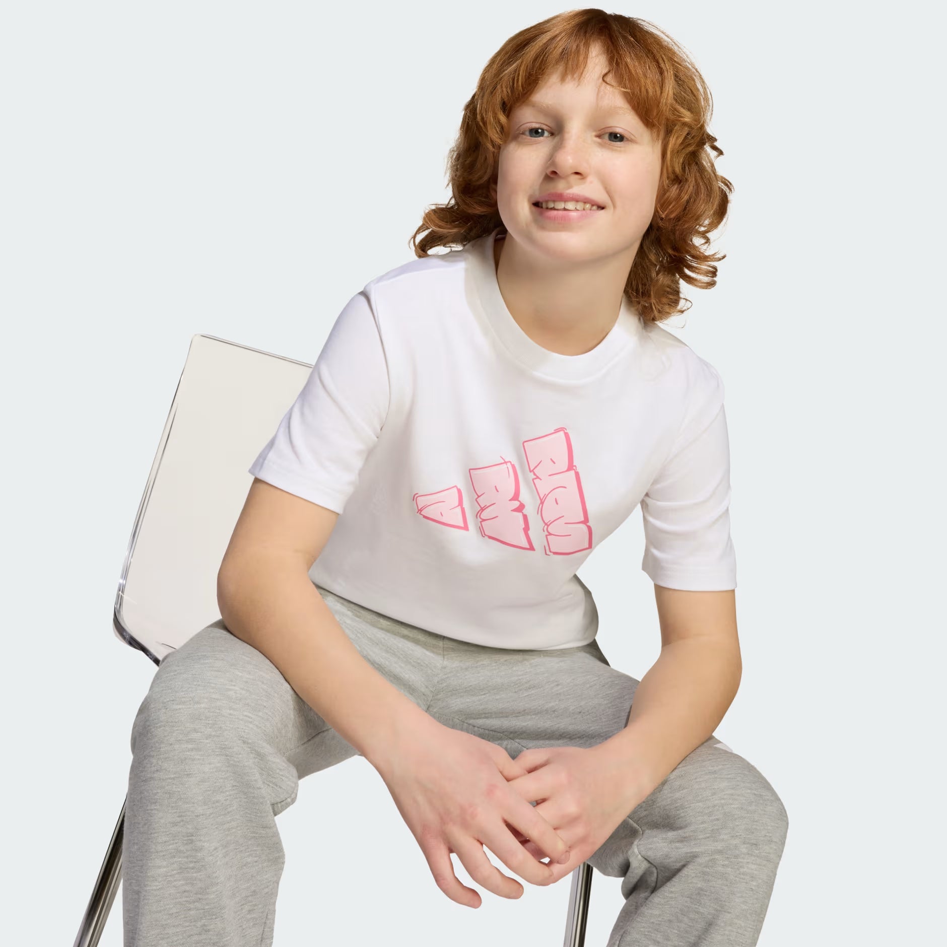 Adidas Kid's Graffiti Graphic White Tee