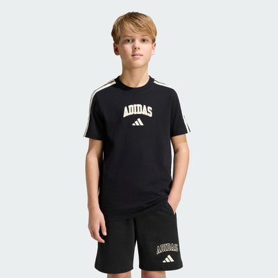 ADIDAS KID'S COLLEGIATE GRAPHIC BLACK TEE