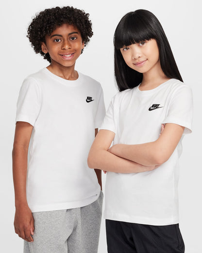 Nike Junior Embroided Futura Logo White Tee
