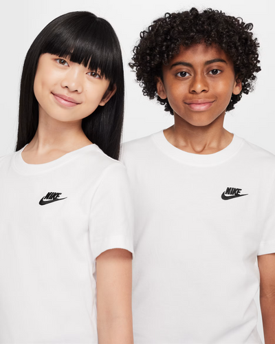Nike Junior Embroided Futura Logo White Tee