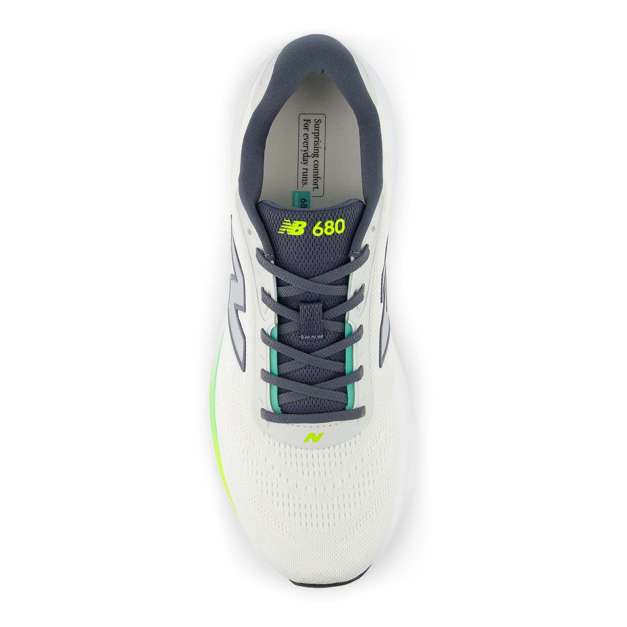 NEW BALANCE MEN'S FRESH FOAM 680V9 LIGHT GREY/LIME RUNNING SHOES (WIDTH 2E)