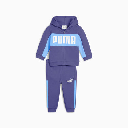 PUMA KID'S MINICATS ESSENTIALS BLOCK BLUE FULL ZIP SET