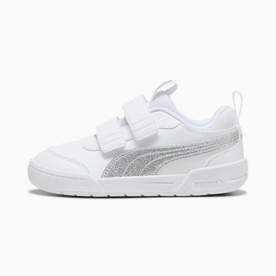 Puma Kid's Multiflex Hook N' Loop White/Silver Sneaker Shoes